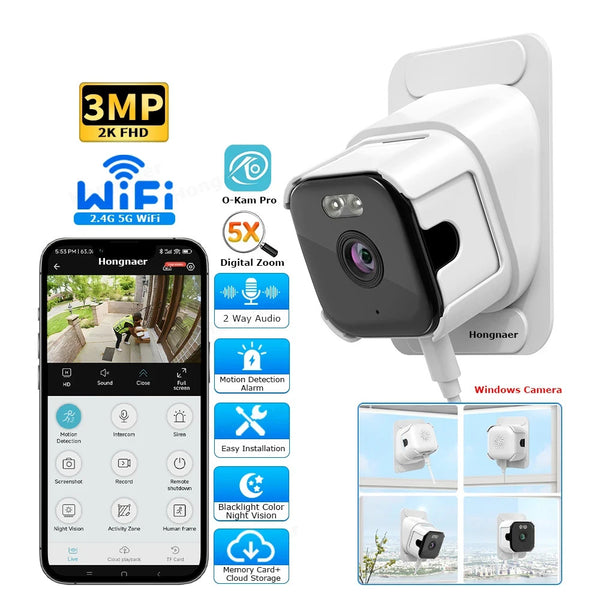 MNA 2K Window Security Camera – Dual-Band WiFi, Colour Night Vision