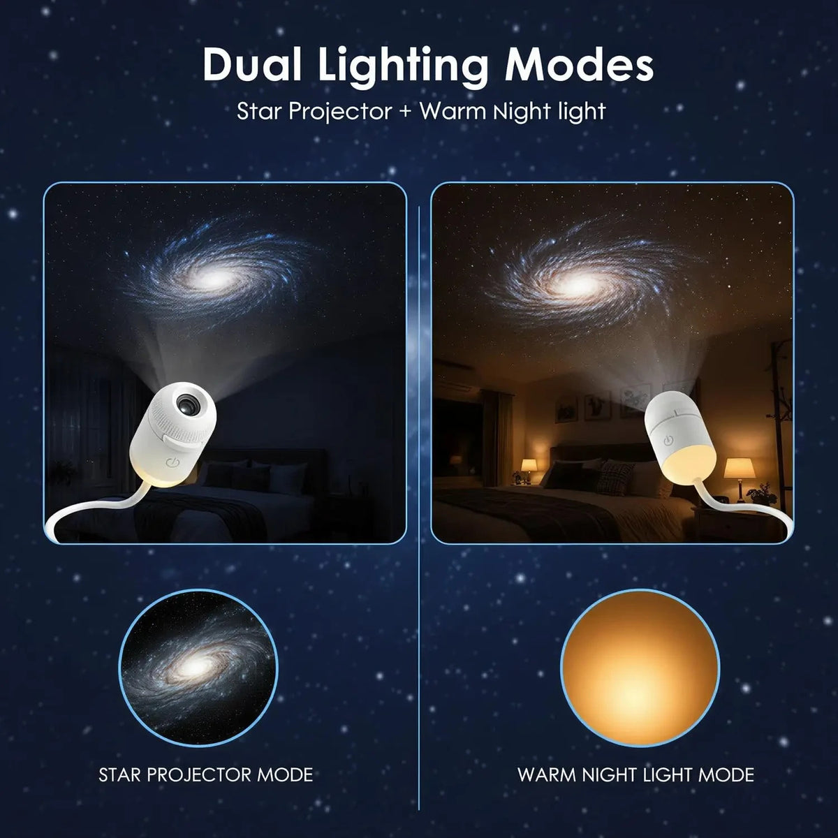 USB galaxy star projector night light with swappable films – photo 20