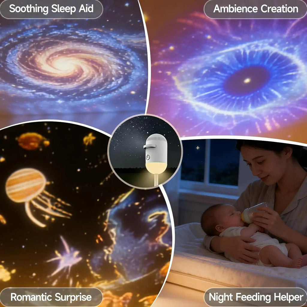 USB galaxy star projector night light with swappable films – photo 4