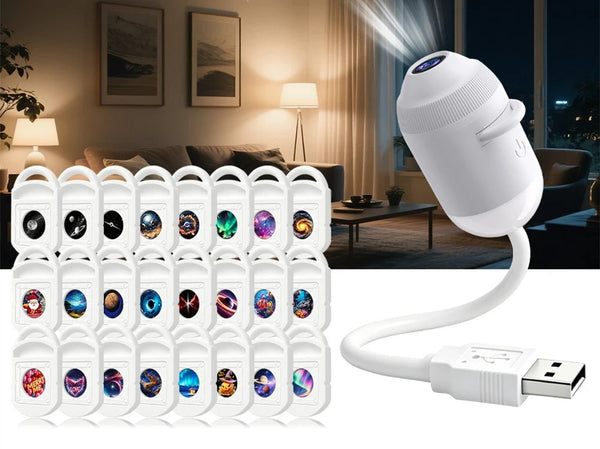 Galaxy Star Projector Night Light – USB Starry Sky Ceiling Projector with 6, 12 or 24 Films