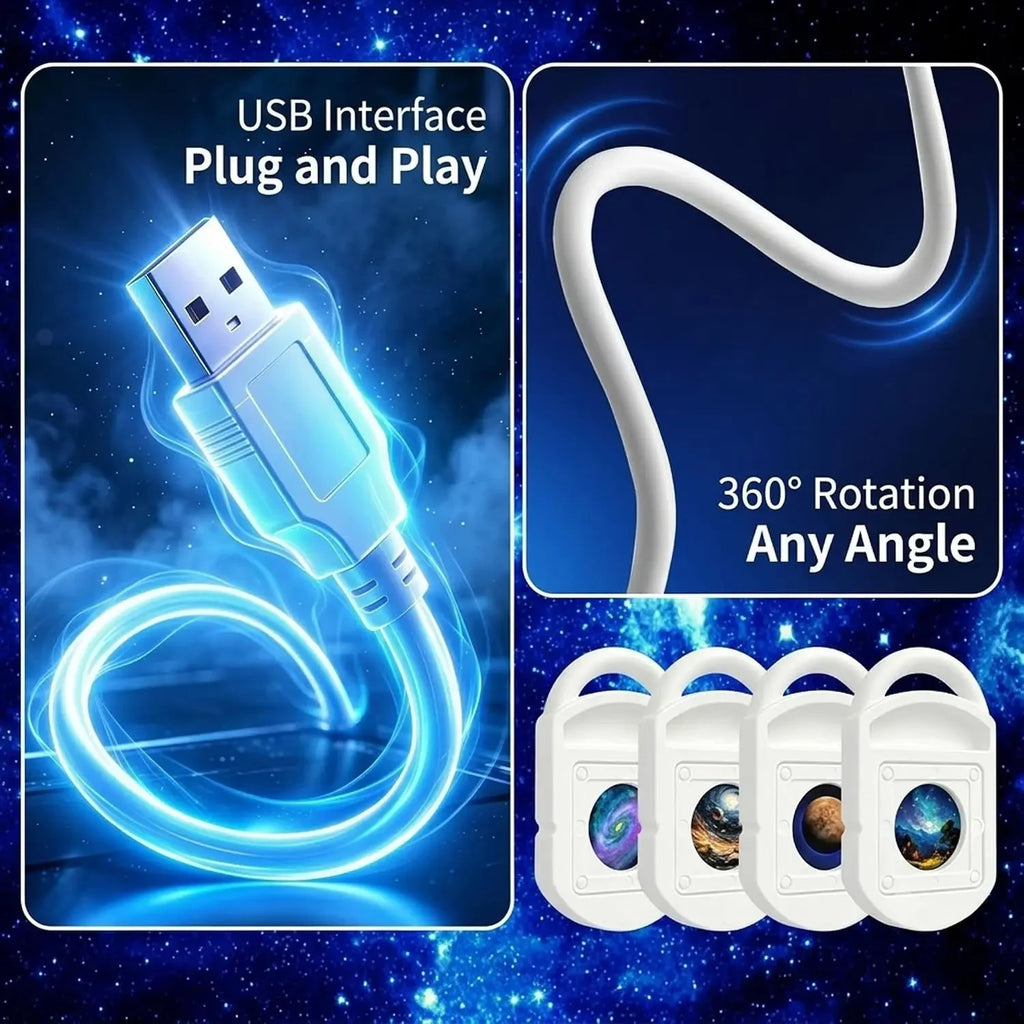USB galaxy star projector night light with swappable films – photo 16