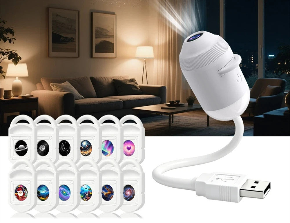 USB galaxy star projector night light with swappable films – photo 23