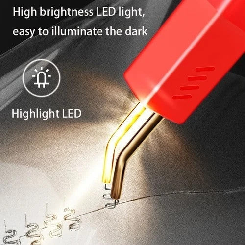 Plastic welder built-in LED light illuminating the repair