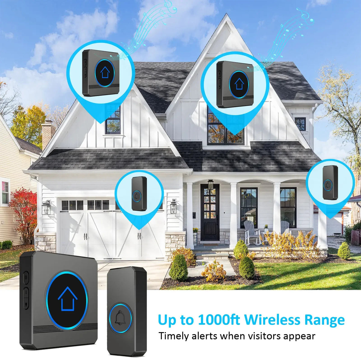 Wireless doorbell long range around the home