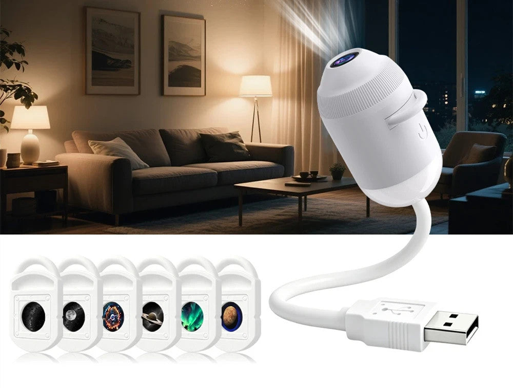 USB galaxy star projector night light with swappable films – photo 22