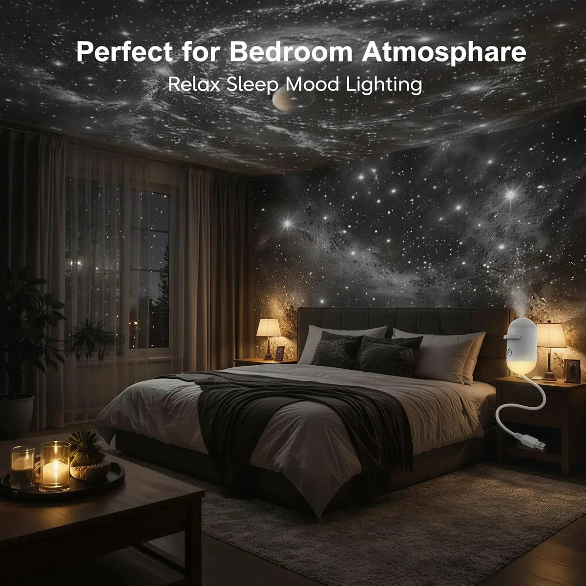 USB galaxy star projector night light with swappable films – photo 3
