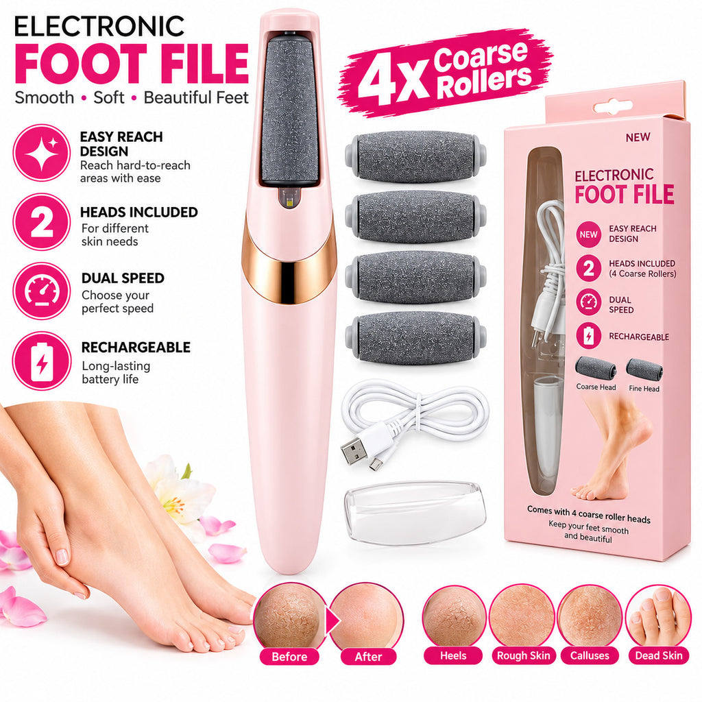 Rechargeable electric foot file and callus remover for hard skin