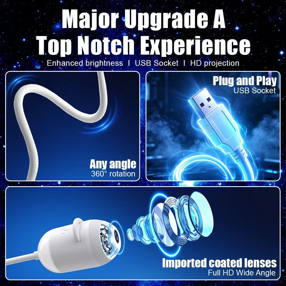 USB galaxy star projector night light with swappable films – photo 8