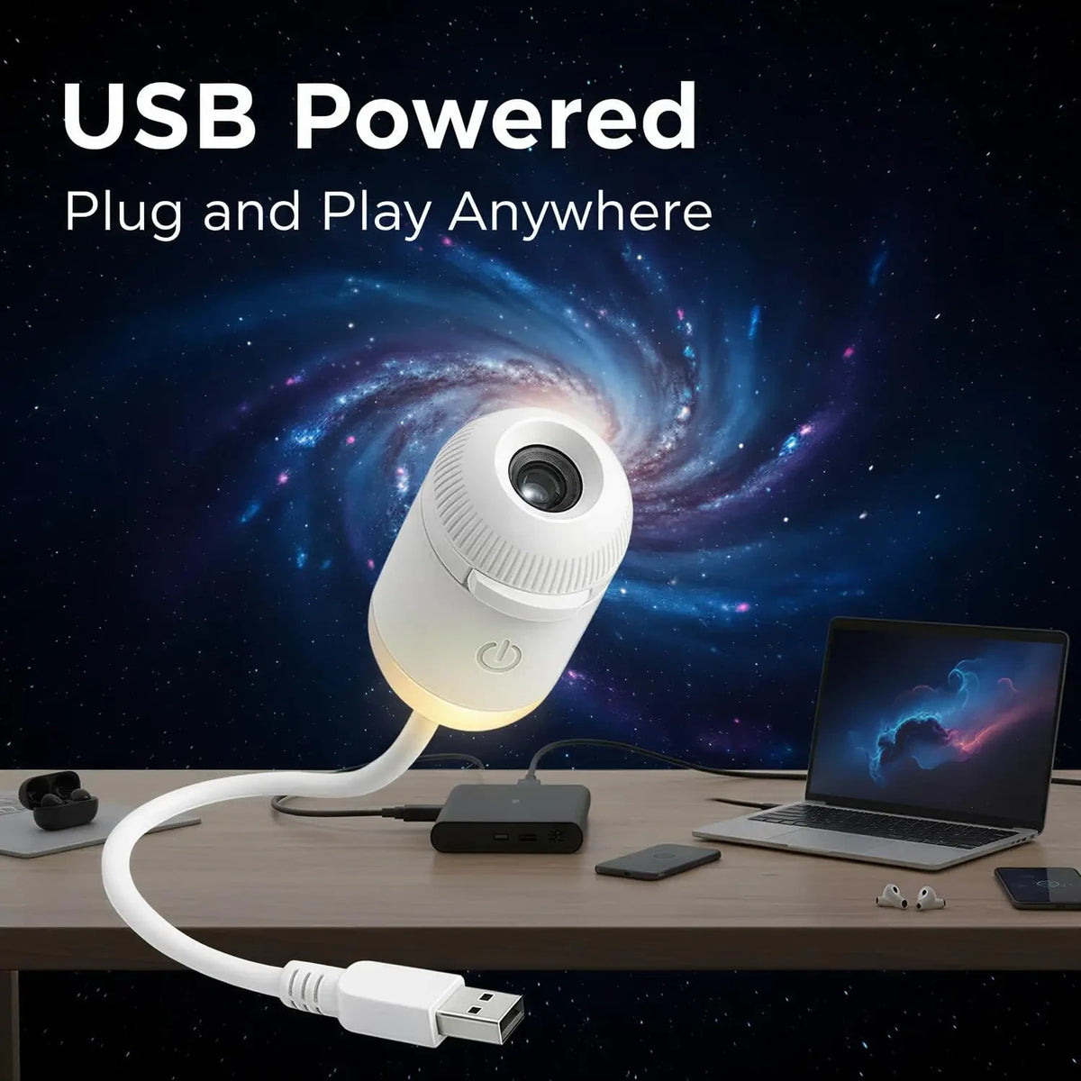 USB galaxy star projector night light with swappable films – photo 21