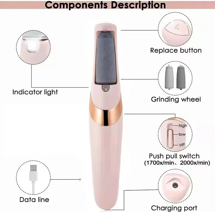 Electric foot file callus remover, USB rechargeable hard skin remover – photo 6