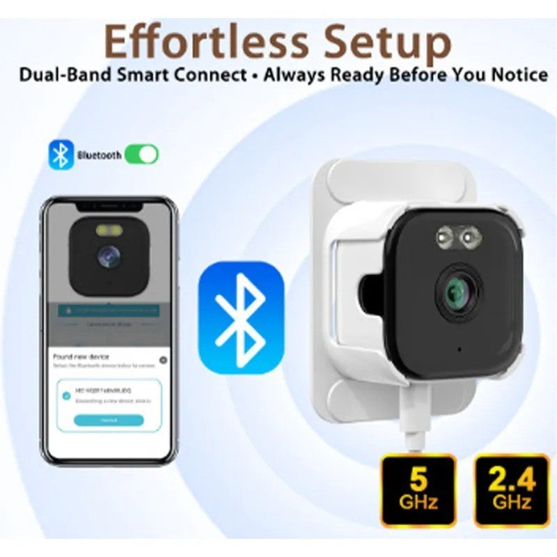 Bluetooth and dual-band WiFi pairing for window camera setup