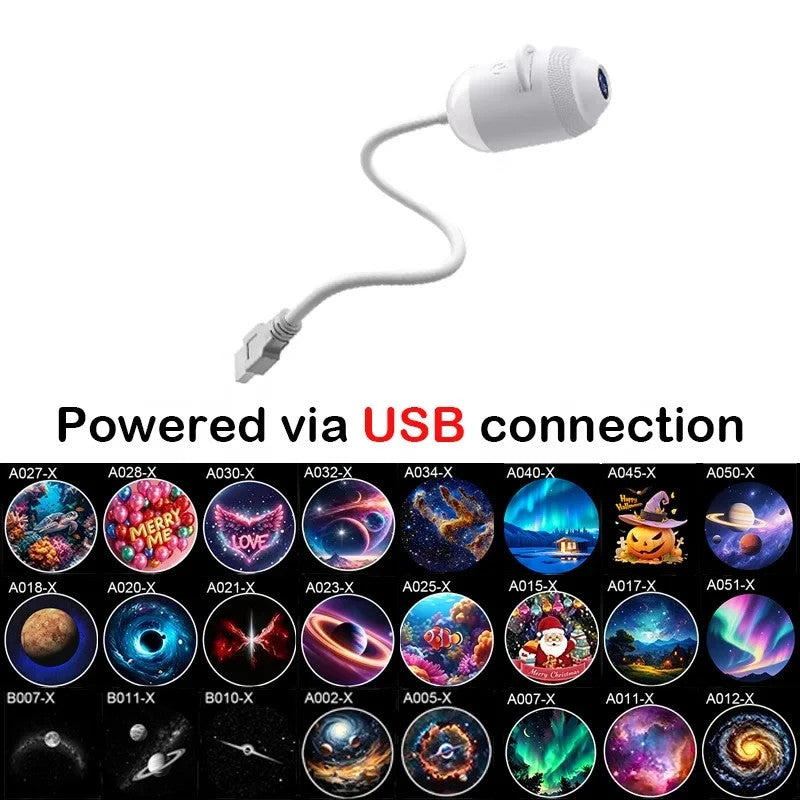 USB galaxy star projector night light with swappable films – photo 6